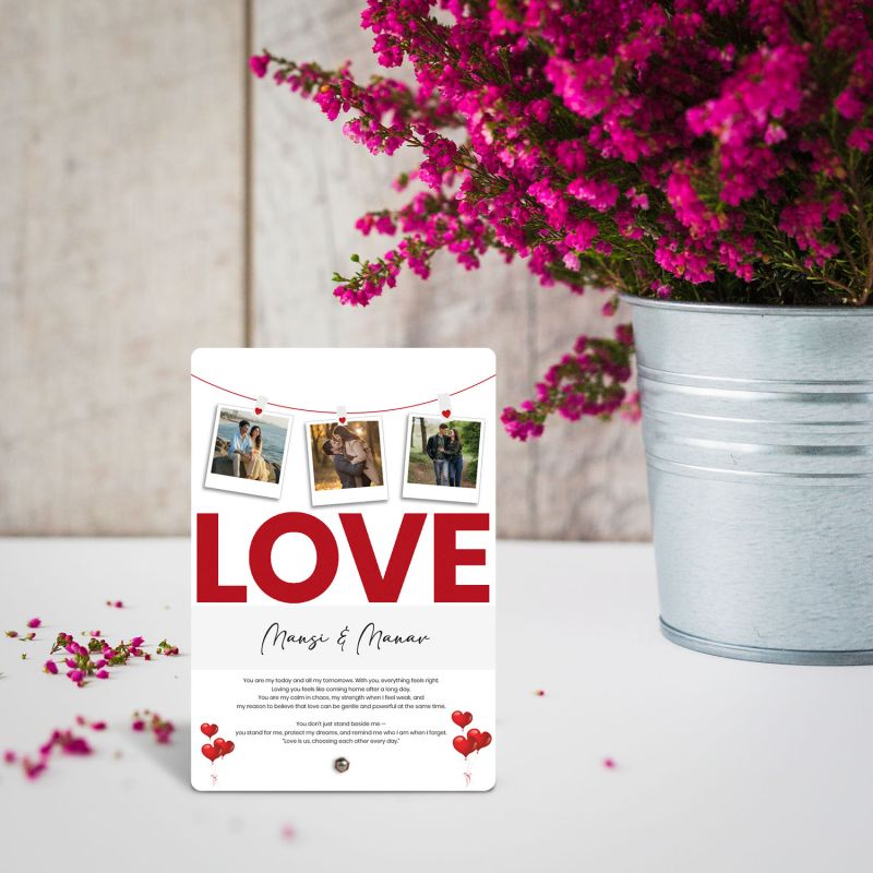 Personalized Love Photo Collage Frame Gift for Couples Frame With Photo Upload, Gift For Birthday, Anniversary, Valentine Gift for Husband Wife